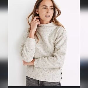 Madewell Mock Neck Sweatshirt, Size M, Heathered Cream color